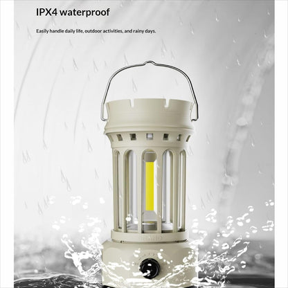 Vintage Retro LED Camping Lantern with Solar Panel & Dimmable Knob - COB Portable Tent Light