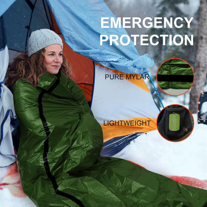 2-Pack Emergency Bivvy Sack - Waterproof Thermal Mylar Survival Sleeping Bag for Camping, Hiking & Car Emergency Kits