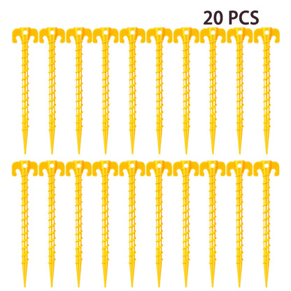 10 Inch Heavy-Duty Spiral Plastic Tent Stakes - Screw-in Sand Anchors for Camping, Canopies & Tarps
