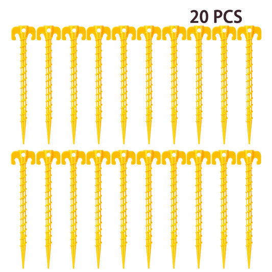 10 Inch Heavy-Duty Spiral Plastic Tent Stakes - Screw-in Sand Anchors for Camping, Canopies & Tarps