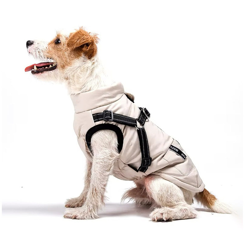 Graphene-Lined Dog Winter Vest – Waterproof, Lightweight & Adjustable Harness Design