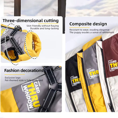 Graphene-Lined Dog Winter Vest – Waterproof, Lightweight & Adjustable Harness Design