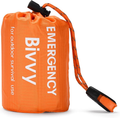 2-Pack Emergency Bivvy Sack - Waterproof Thermal Mylar Survival Sleeping Bag for Camping, Hiking & Car Emergency Kits