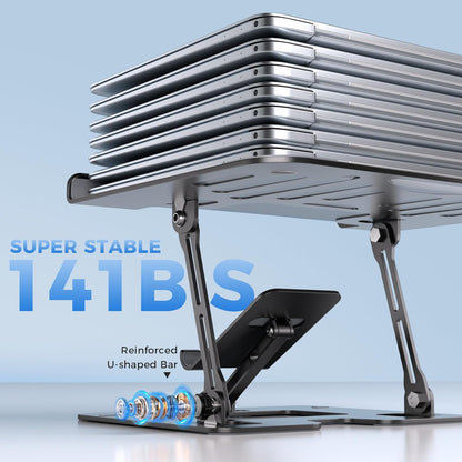 2-in-1 Adjustable Laptop Stand with Phone Holder - Ergonomic Carbon Steel Desk Riser
