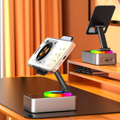 3-in-1 Foldable Phone Stand with Bluetooth Speaker & Built-in Power Bank