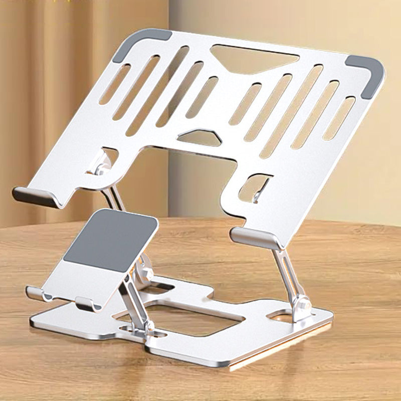 2-in-1 Adjustable Laptop Stand with Phone Holder - Ergonomic Carbon Steel Desk Riser