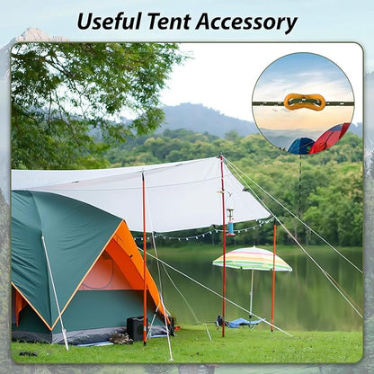 6 Pack 4m Reflective Camping Guy Lines with Aluminum Adjuster for Tent, Tarp & Canopy Shelter