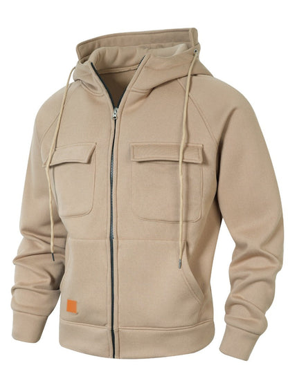 Men's Multi-Pocket Zip-Up Hoodie