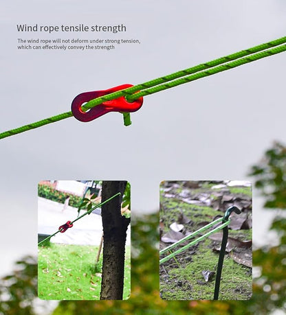 6 Pack 4m Reflective Camping Guy Lines with Aluminum Adjuster for Tent, Tarp & Canopy Shelter