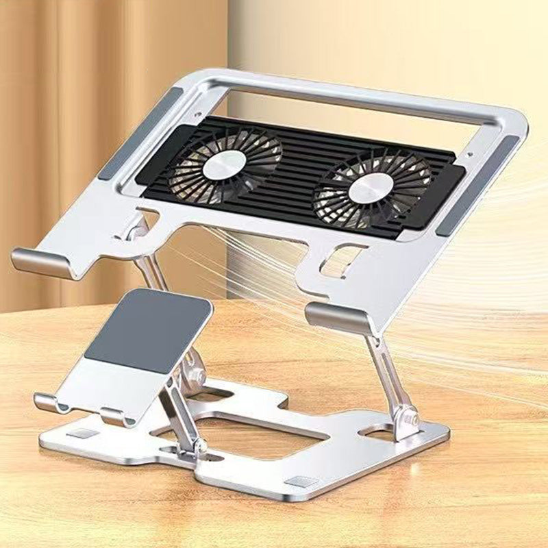 2-in-1 Adjustable Laptop Stand with Phone Holder - Ergonomic Carbon Steel Desk Riser