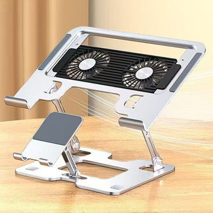 2-in-1 Adjustable Laptop Stand with Phone Holder - Ergonomic Carbon Steel Desk Riser