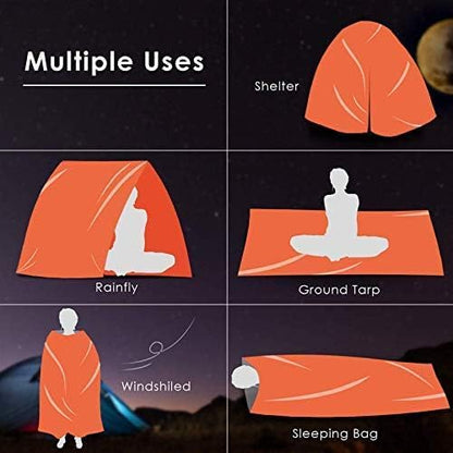 2-Pack Emergency Bivvy Sack - Waterproof Thermal Mylar Survival Sleeping Bag for Camping, Hiking & Car Emergency Kits