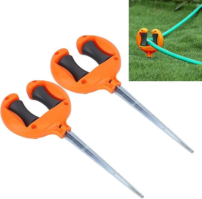 2-Pack Heavy-Duty Garden Hose Guide Stake with 360° Roller - Rust-Proof Metal Spike to Prevent Hose Tangles & Protect Plants for Outdoor Watering