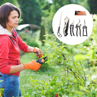 5-Piece SK-5 Steel Gardening Tool Set - Pruning Shears, Folding Saw & Garden Shears for Planting, Trimming & Yard Work
