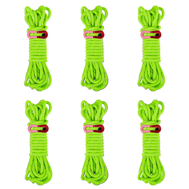 6 Pack 4m Reflective Camping Guy Lines with Aluminum Adjuster for Tent, Tarp & Canopy Shelter
