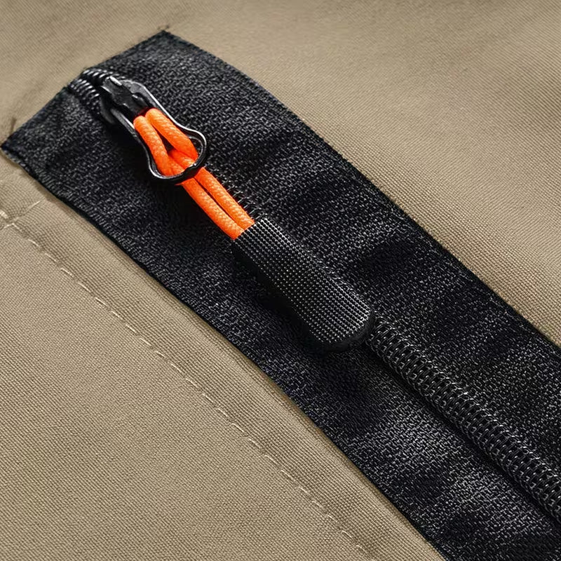Men's Elastic Waist Cargo Shorts, Summer Breathable Multi-Pocket Casual Shorts for Outdoor & Daily