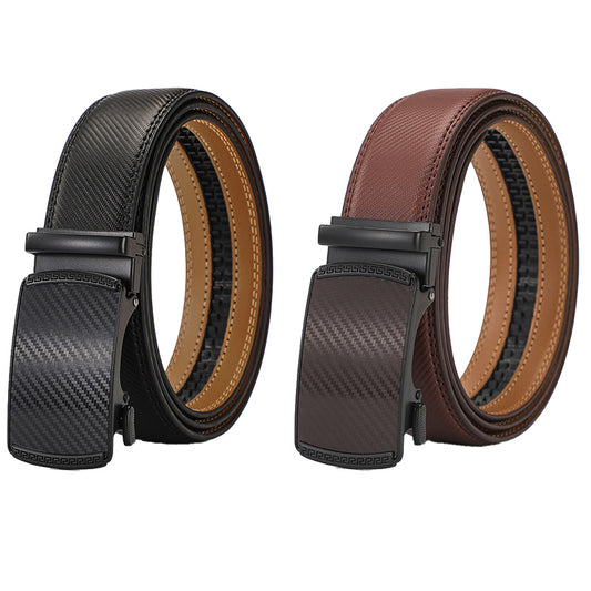 Men’s Leather Ratchet Belt with Automatic Adjustable Buckle
