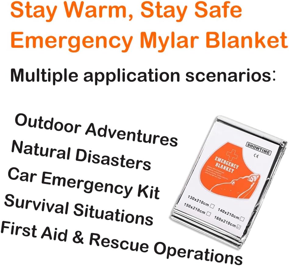 4-Pack Premium Emergency Mylar Blankets, Reflective Thermal Space Blanket for Survival, Camping, Hiking & First Aid