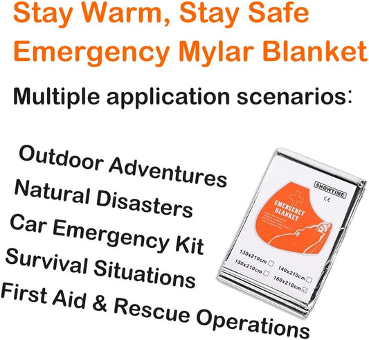 4-Pack Premium Emergency Mylar Blankets, Reflective Thermal Space Blanket for Survival, Camping, Hiking & First Aid