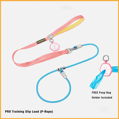 PRO Training Slip Lead (P-Rope)– 360° Anti-Tangle Swivel | Includes FREE Poop Bag Holder