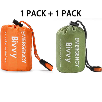 2-Pack Emergency Bivvy Sack - Waterproof Thermal Mylar Survival Sleeping Bag for Camping, Hiking & Car Emergency Kits