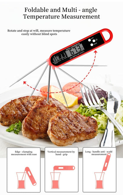 Folding Food Thermometer BBQ Meat Kitchen Thermometer, Baking Milk Water Thermometer（-50~300℃）