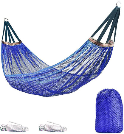 Breathable Nylon Mesh Hammock - Portable Outdoor Camping Hammock with Tree Straps
