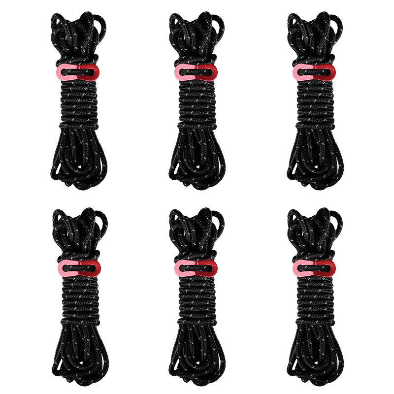 6 Pack 4m Reflective Camping Guy Lines with Aluminum Adjuster for Tent, Tarp & Canopy Shelter