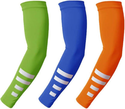 UV Sun Protection Arm Sleeves for Men/Women, Breathable Compression Arm Covers, Non-Slip Quick-Dry Sports Arm Guards with Reflective Design for Cycling, Running & Outdoor Activities