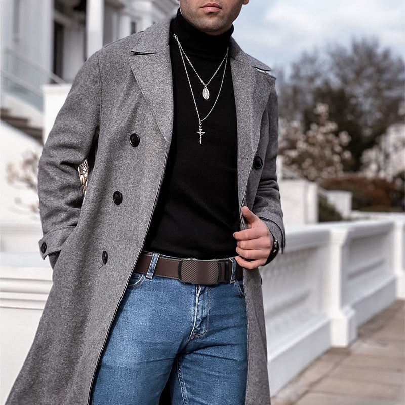 Men’s Leather Ratchet Belt with Automatic Adjustable Buckle