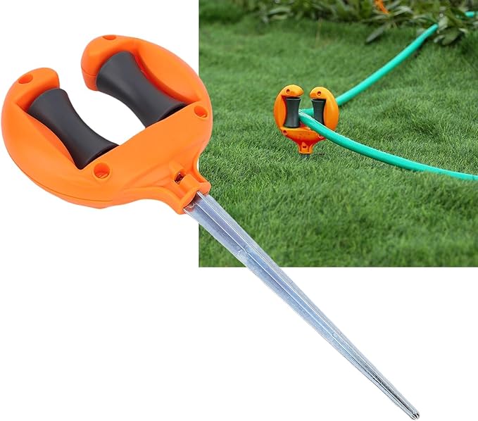 2-Pack Heavy-Duty Garden Hose Guide Stake with 360° Roller - Rust-Proof Metal Spike to Prevent Hose Tangles & Protect Plants for Outdoor Watering