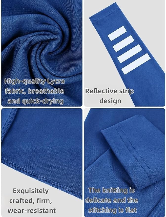 UV Sun Protection Arm Sleeves for Men/Women, Breathable Compression Arm Covers, Non-Slip Quick-Dry Sports Arm Guards with Reflective Design for Cycling, Running & Outdoor Activities