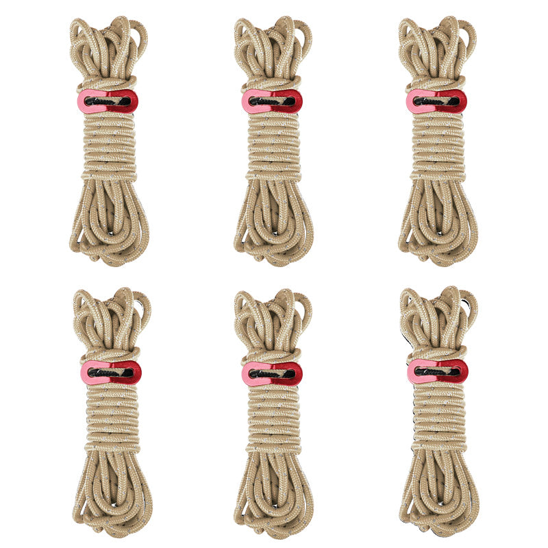 6 Pack 4m Reflective Camping Guy Lines with Aluminum Adjuster for Tent, Tarp & Canopy Shelter