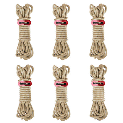 6 Pack 4m Reflective Camping Guy Lines with Aluminum Adjuster for Tent, Tarp & Canopy Shelter