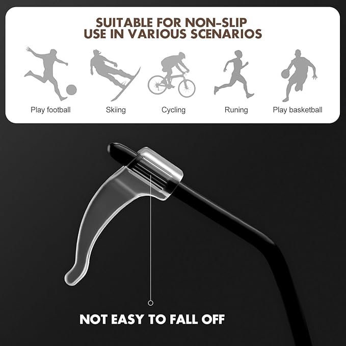 5 Pairs Silicone Glasses Ear Grips, Anti-Slip Eyeglass Holders for Sports, Running & Daily Wear