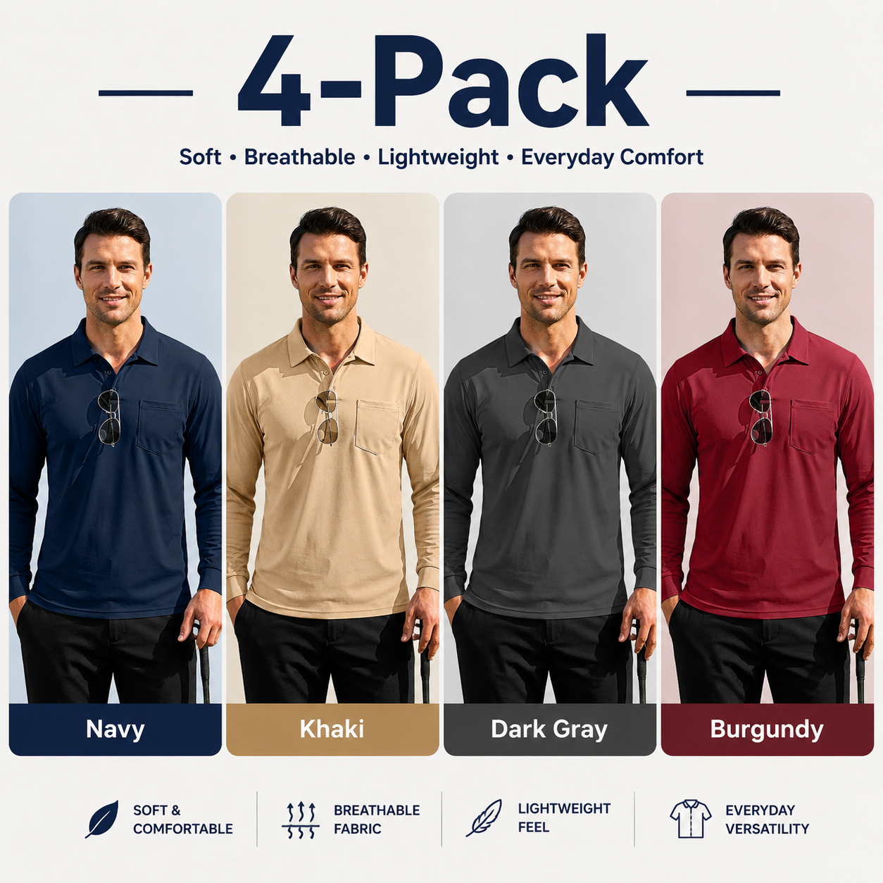 Men's Quick-Dry Birdseye Long-Sleeve Polo