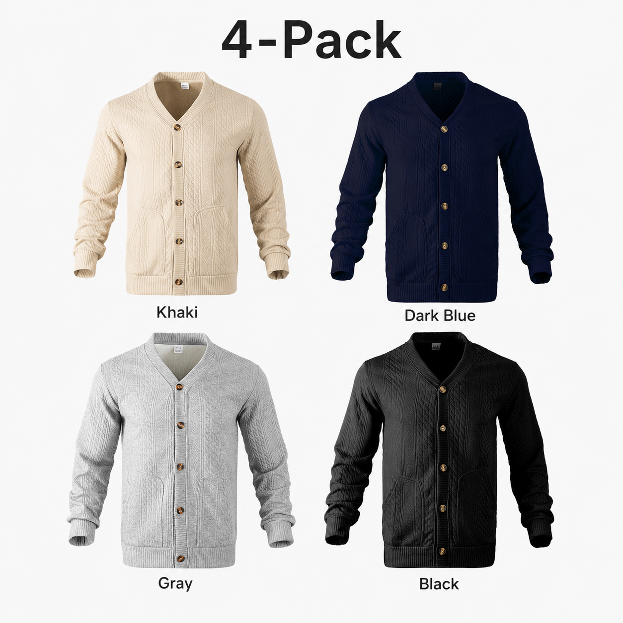 Men's Textured Jacquard V-Neck Cardigan