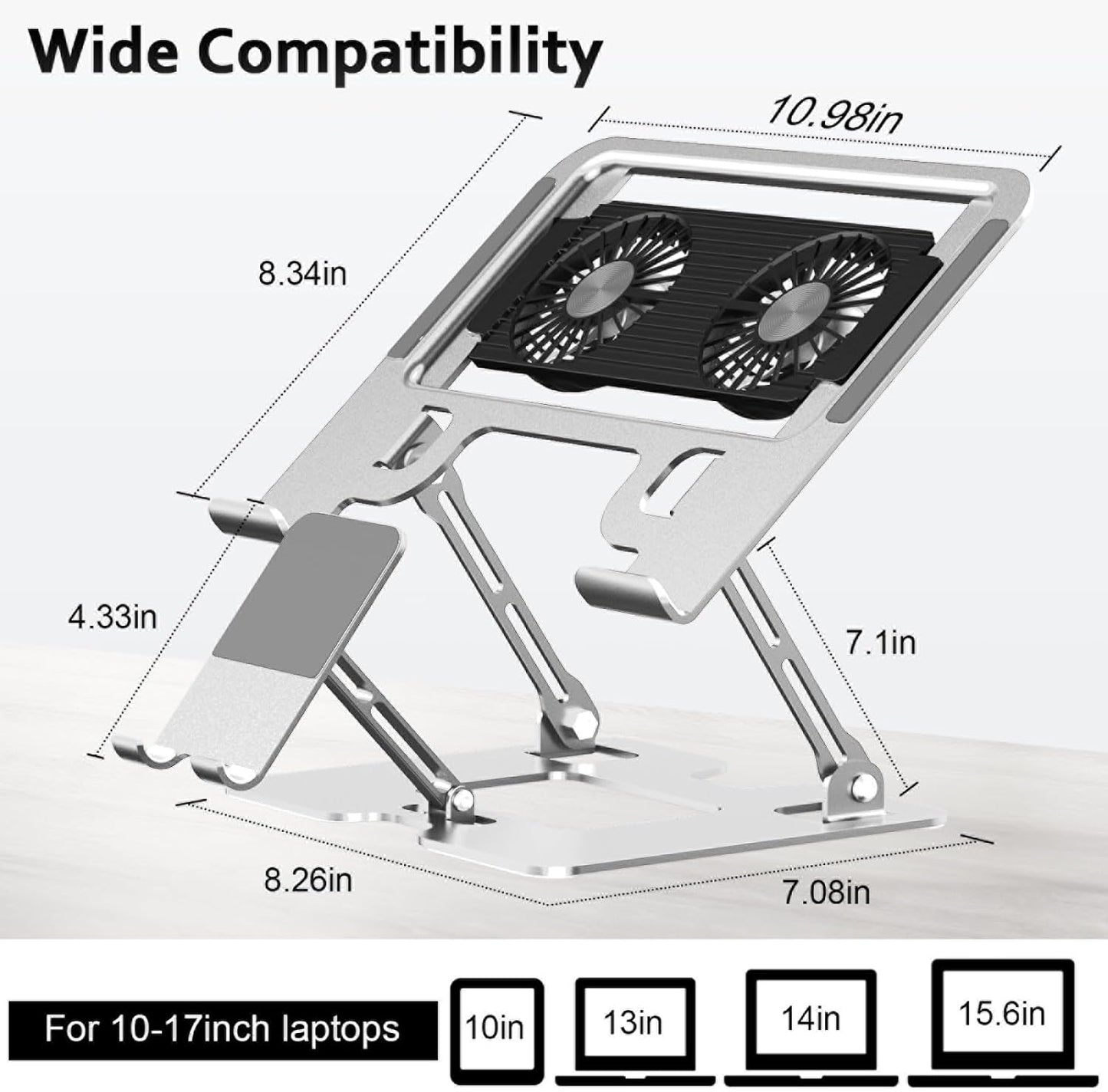 2-in-1 Adjustable Laptop Stand with Phone Holder - Ergonomic Carbon Steel Desk Riser