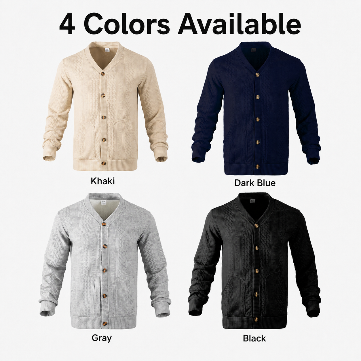 Men's Textured Jacquard V-Neck Cardigan