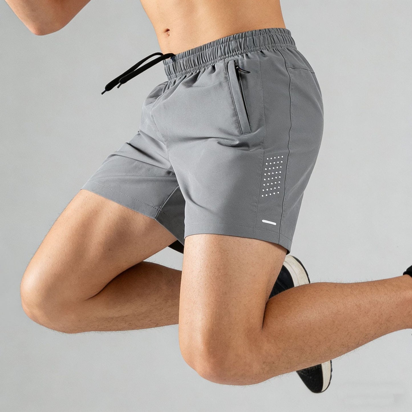 Men's Quick-Dry Athletic Shorts, Breathable Elastic Workout Shorts, Lightweight Running & Gym Shorts with Zipper Pockets, Casual Summer Sports Shorts for Outdoor Activities
