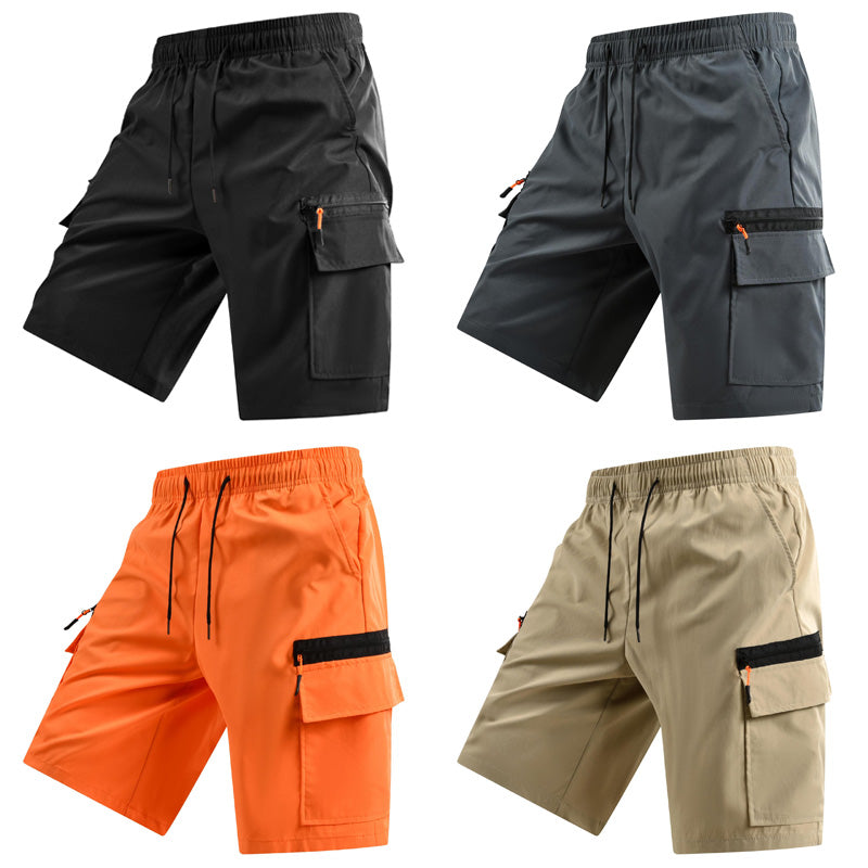 Men's Elastic Waist Cargo Shorts, Summer Breathable Multi-Pocket Casual Shorts for Outdoor & Daily