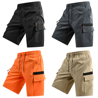 Men's Elastic Waist Cargo Shorts, Summer Breathable Multi-Pocket Casual Shorts for Outdoor & Daily