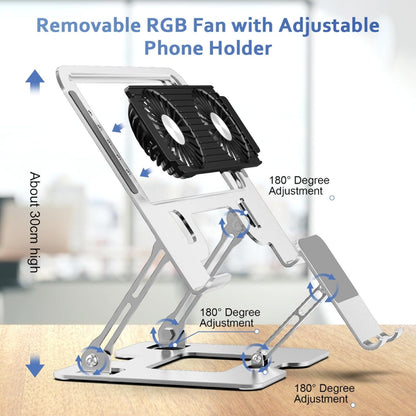 2-in-1 Adjustable Laptop Stand with Phone Holder - Ergonomic Carbon Steel Desk Riser