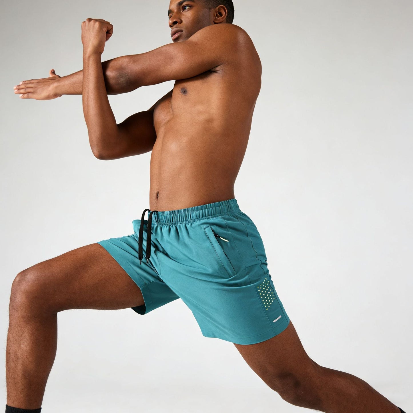 Men's Quick-Dry Athletic Shorts, Breathable Elastic Workout Shorts, Lightweight Running & Gym Shorts with Zipper Pockets, Casual Summer Sports Shorts for Outdoor Activities