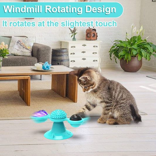 Interactive Cat Windmill Toy – LED & Catnip Ball Spinner