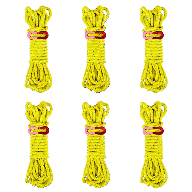 6 Pack 4m Reflective Camping Guy Lines with Aluminum Adjuster for Tent, Tarp & Canopy Shelter