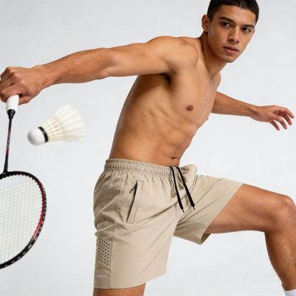 Men's Quick-Dry Athletic Shorts, Breathable Elastic Workout Shorts, Lightweight Running & Gym Shorts with Zipper Pockets, Casual Summer Sports Shorts for Outdoor Activities