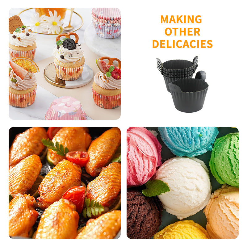 Muffin Cup Pudding Tart Cake Mold Air Fryer Silicone Baking Tray (Reusable)