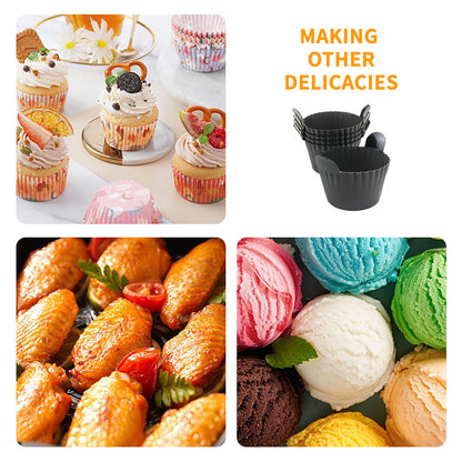 Muffin Cup Pudding Tart Cake Mold Air Fryer Silicone Baking Tray (Reusable)