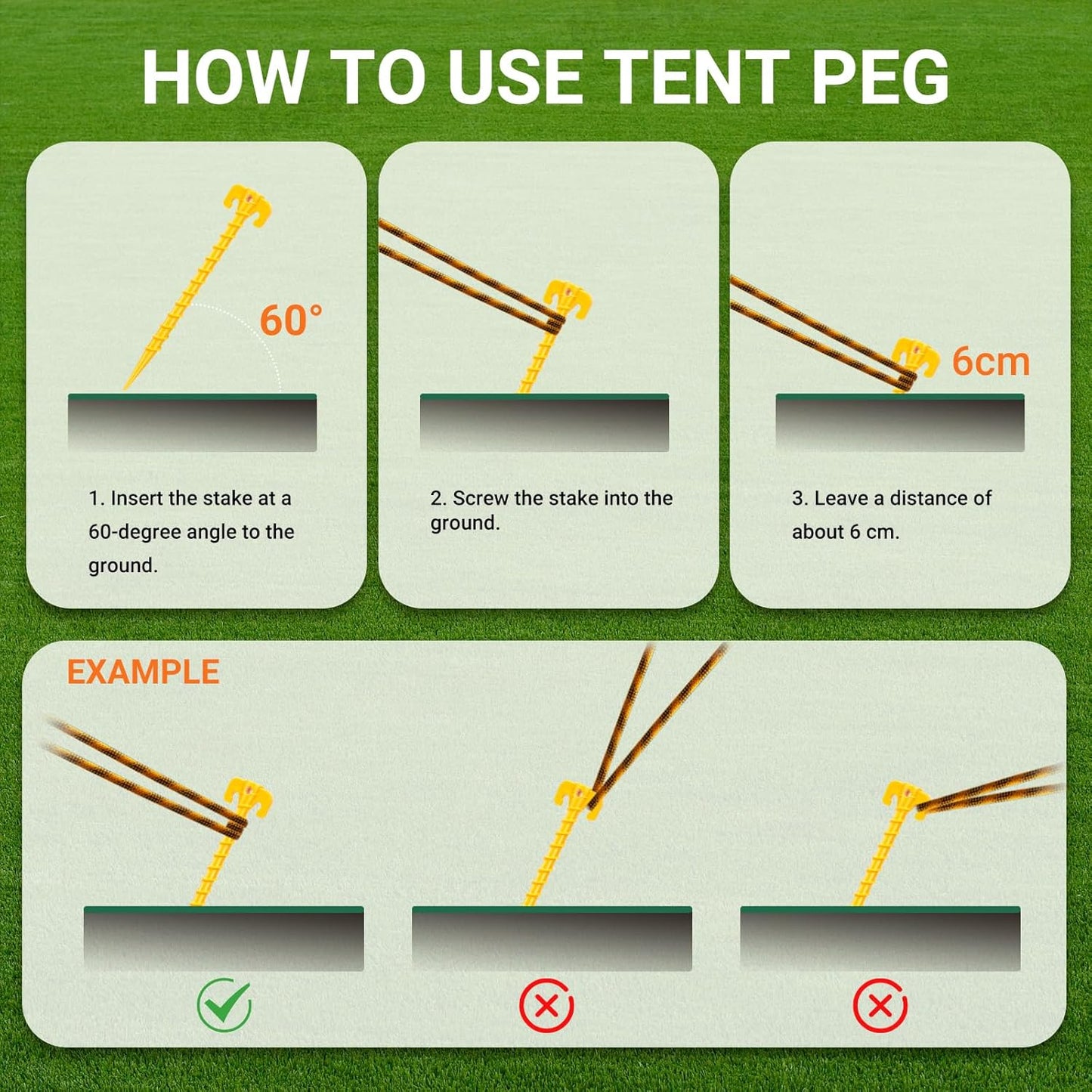 10 Inch Heavy-Duty Spiral Plastic Tent Stakes - Screw-in Sand Anchors for Camping, Canopies & Tarps